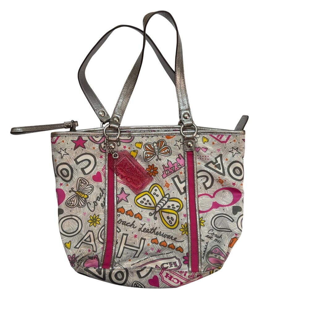 Vintage Coach Poppy Graffiti Butterfly Shoulder Bag